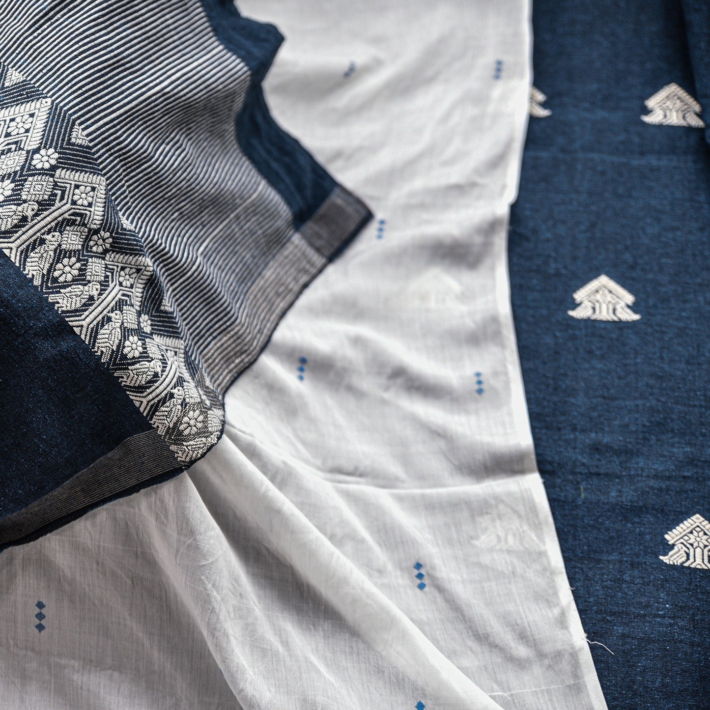 Navy Blue Gos Buta Curtain