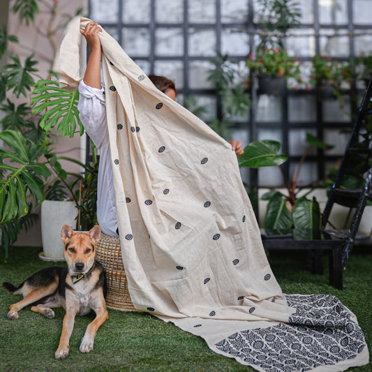 Beige & Black Buta Curtain