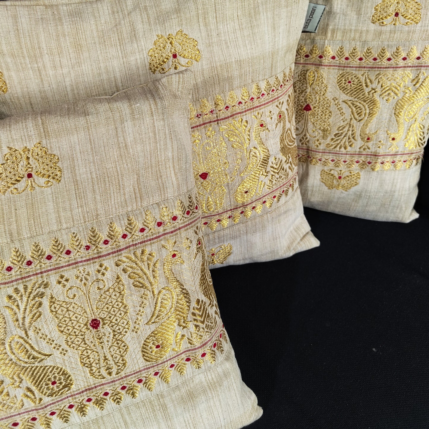 Eri golden buta cushion cover, set of 2