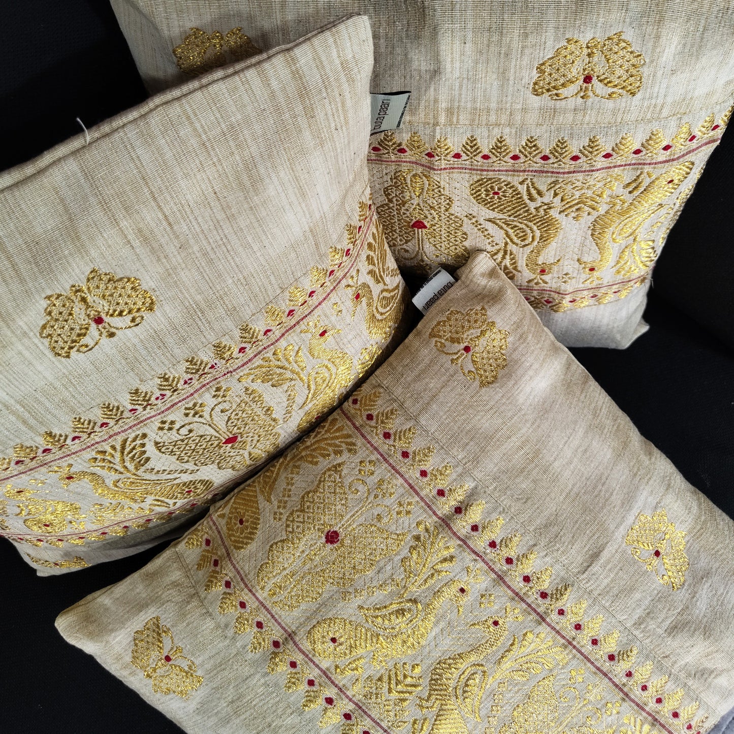 Eri golden buta cushion cover, set of 2