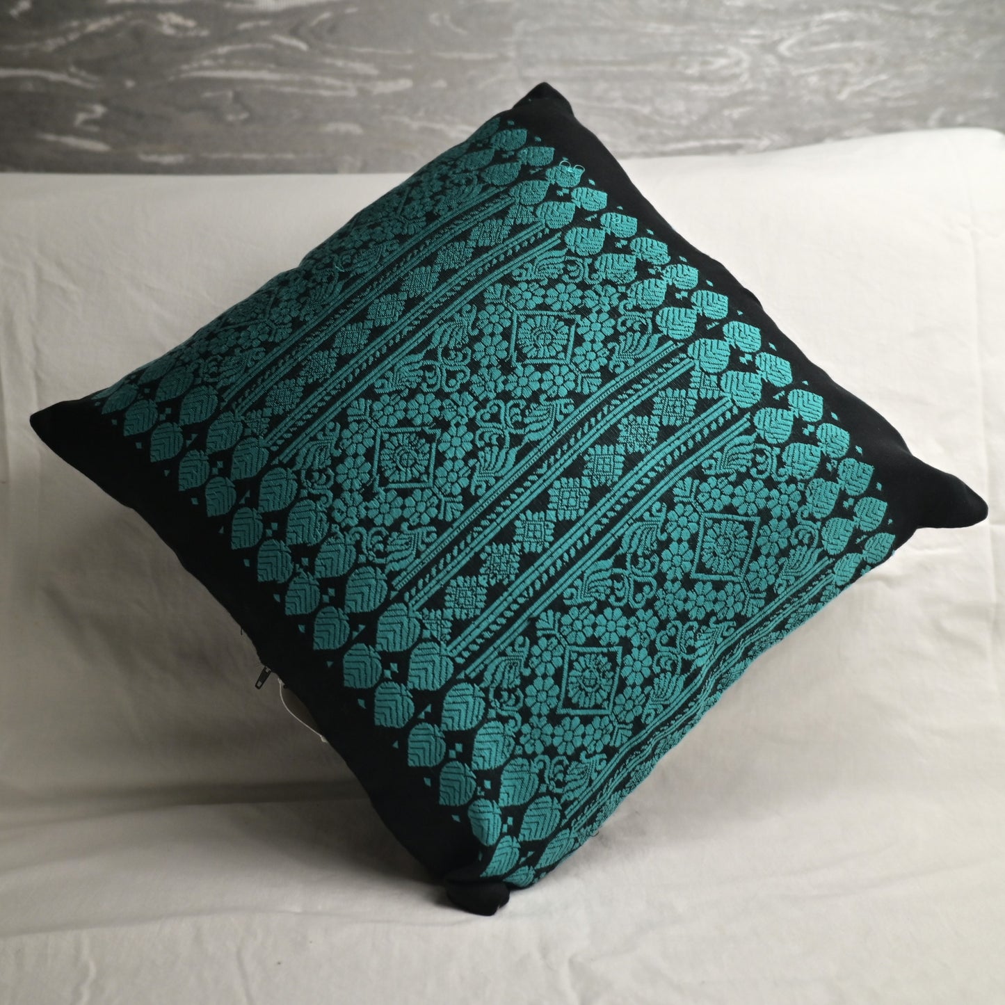 Green & Black Cushion Cover Set with Runner