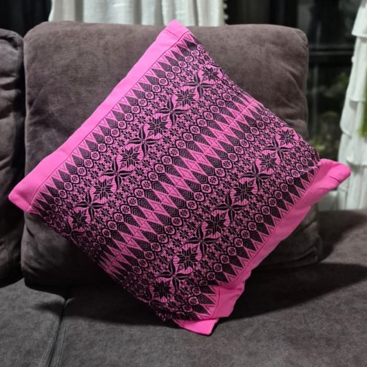 Pink and Black Cushion Set With Runner