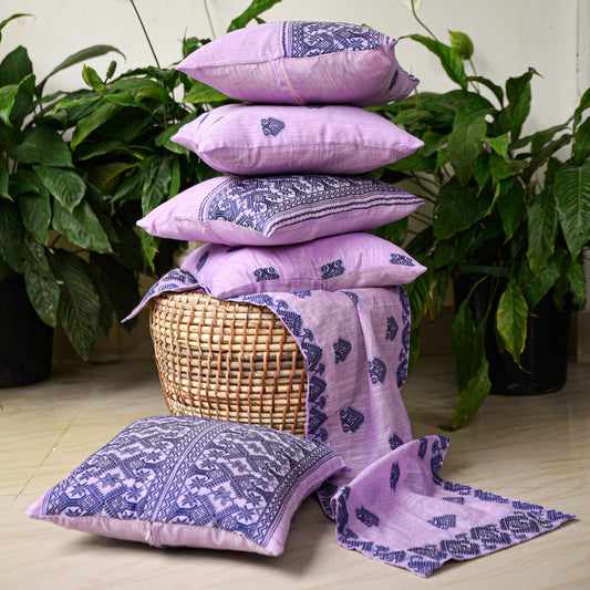 Lavender & Blue Cushion Cover Set with Runner
