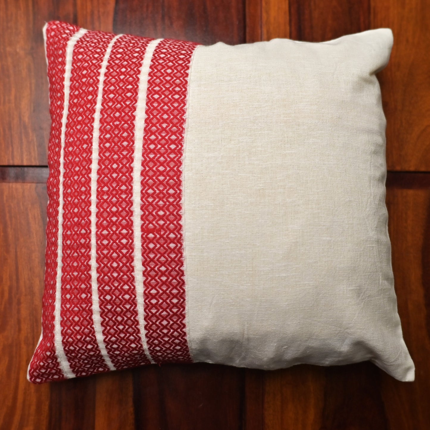 White & Red Cushion Cover Set with Runner